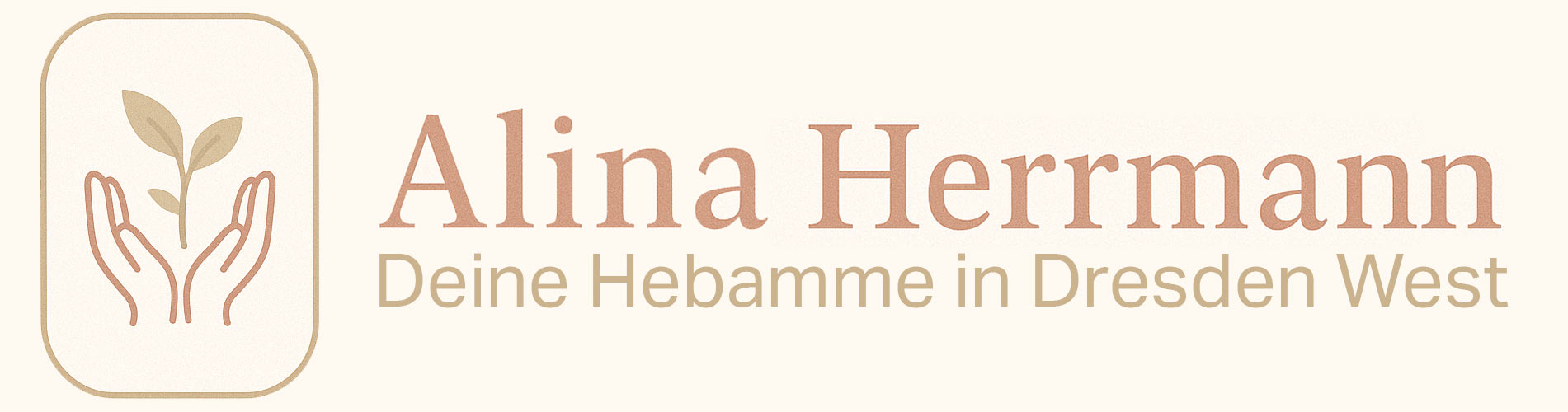Logo für die Webseite von Hebamme Alina Herrmann - Deine Wochenbetthebamme für Dresden West - Cotta, Briesnitz, Löbtau, Gorbitz, Cossebaude, Plauen, Kemnitz, Übigau, Mickten, Trachau, Pieschen, Neustadt, Altstadt